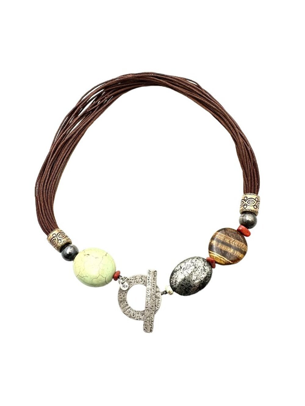 Silpada N1891 Sterling Silver Toggle Multi Strand Cord Gemstone Necklace